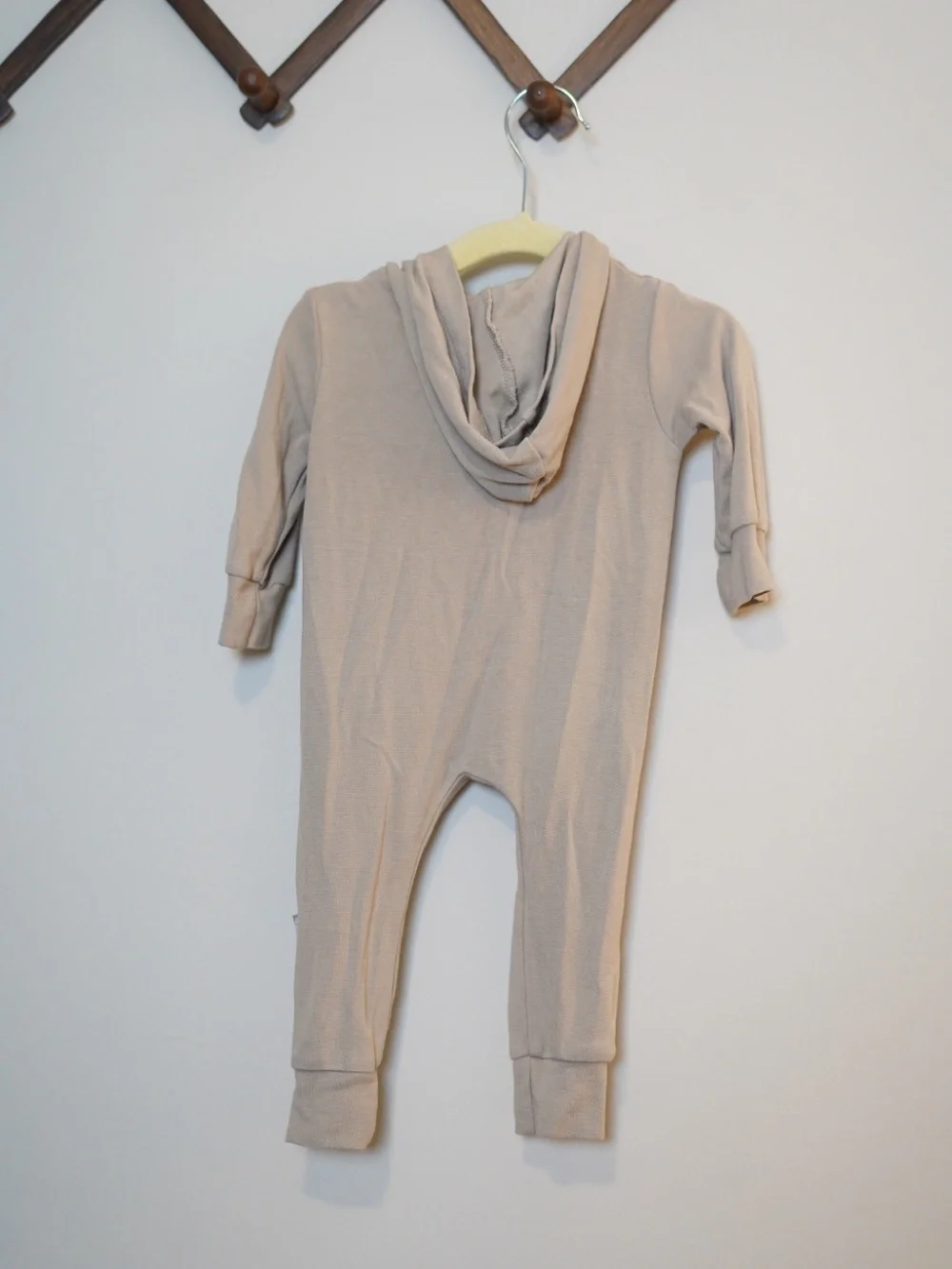 Kyte Baby Taupe Hooded Zippered One-Piece Romper